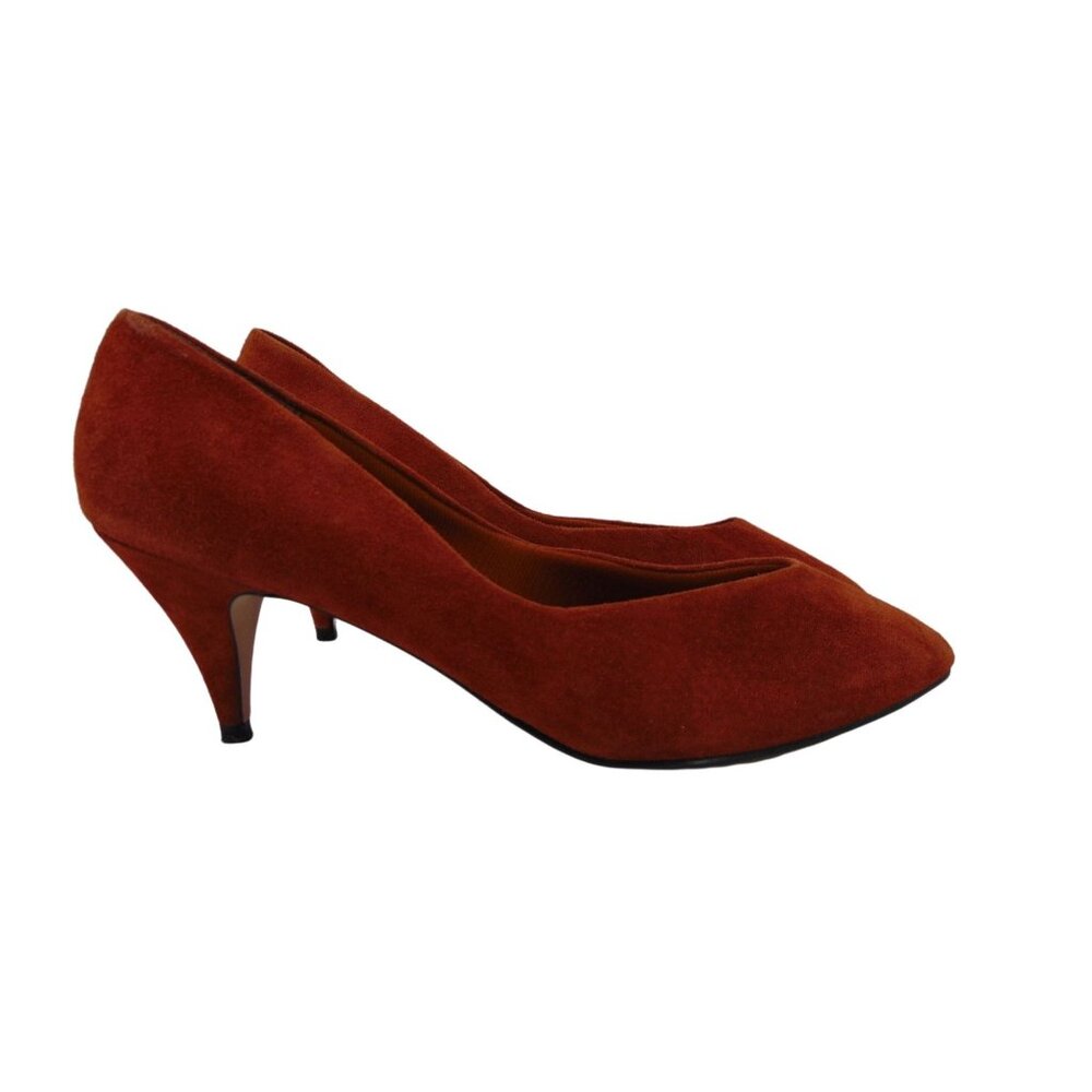 Vintage Women's 90s Leather Collection Brown Suede Pumps Size 10 Shoes Preppy - Picture 3 of 14
